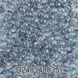 Бисер стеклянный GAMMA 5гр прозрачный с цветным глянцевым покрытием, серо-голубой, круглый 10/*2,3мм, 1-й сорт Чехия, D248 (48035)
