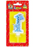 Свеча Цифра 1 синий жирафик, 1,4см*7см*14,5см, С-8305
