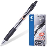 Ручка гелевая автоматическая 0,5мм черная PILOT "G-2", линия 0,3 мм, корпус прозрачный, резиновый упор, BL-G2-5 [140381]