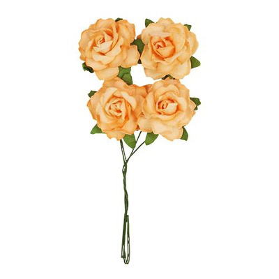 Цветы бумажные Кудрявой розы, нежно-оранжевые, 4шт., SCB291815