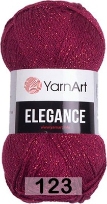 Пряжа YarnArt Elegance 50г/130м (88% хлопок, 12% металлик) 123 фуксия