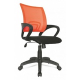Кресло ФОРМУЛА  сидение сетка / спинка сетка оранжевая,  с поясничным упором  (чёрная) МГ