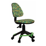 Кресло детское без подлокотников KD-4F/PENCIL- GN, ткань: зеленая , карандаши, с подставкой для ног ( до 100кг )