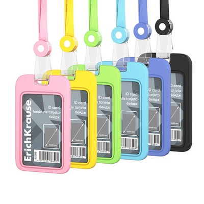 Бейдж горизонтальный 54х85 мм, ErichKrause силиконовый, с силиконовой лентой, цвет в ассортименте [ЕК62099]