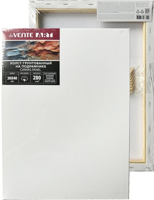 Холст грунтованный на подрамнике deVENTE. ARTISTIC STUDIO 30х40см, 280г/м2, 100% хлопок, белый грунт, мелкое зерно, набор клиньев, термоусадочная пленка, 8150415