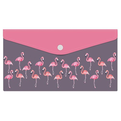 Папка на кнопке А5 с рисунком Фламинго, 180мкм, УФ печать [48259]