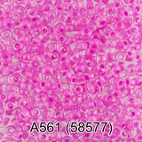 Бисер стеклянный GAMMA 5гр прозрачный радужный с цветным отверстием, розовый, круглый 10/*2,3мм, 1-й сорт Чехия, A561 (58577)