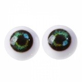 Глаза винтовые с заглушками, пластиковые 4шт., цвет зеленый, 1,2см, [4380017]