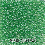 Бисер стеклянный GAMMA 5гр прозрачный блестящий, зеленый, круглый 10/*2,3мм, 1-й сорт Чехия, A542 (56100)