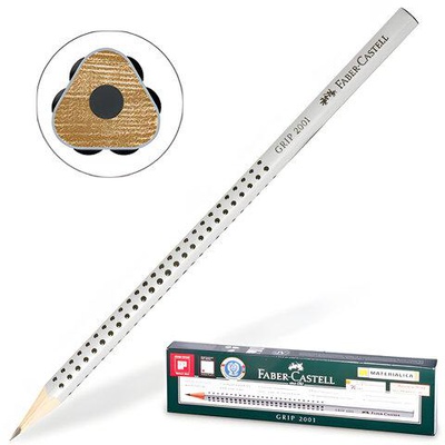 Карандаш чернографитный Faber-Castell GRIP 2001 НВ, антискользящий корпус, трехгранный, заточенный [117000]