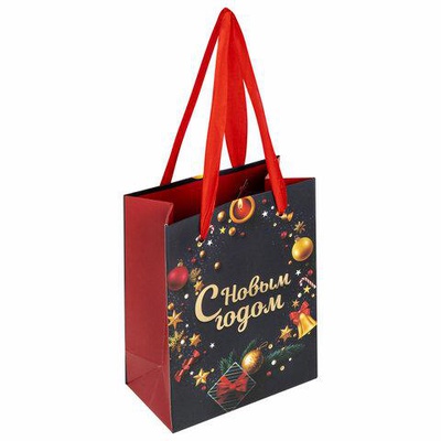 Пакет подарочный, новогодний 11*6*15см Золотая сказка, "New Year", фольга, 608228