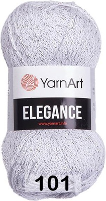 Пряжа YarnArt Elegance 50г/130м (88% хлопок, 12% металлик) 101 серебро