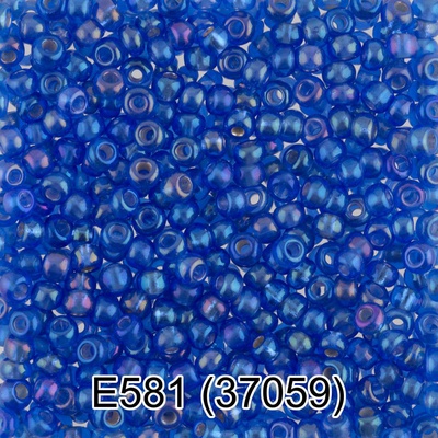 Бисер стеклянный GAMMA 5гр прозрачный радужный с поcеребренным отверстием, синий, круглый 10/*2,3мм, 1-й сорт Чехия, Е581 (37059)