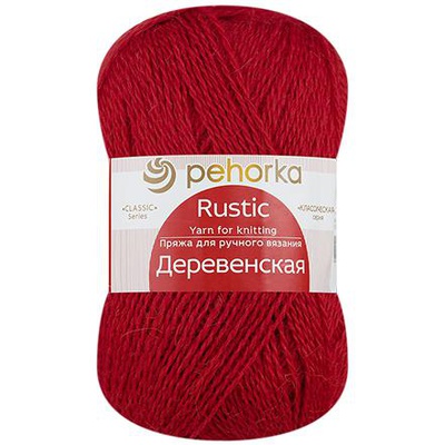 Пряжа ПЕХ Деревенская 100г/250м (100% полугрубая шерсть) 88 красная