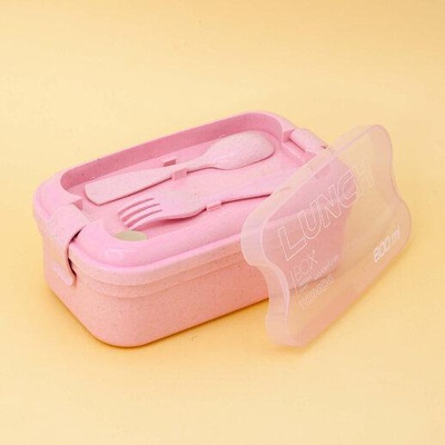 Ланч-бокс (пластик) 800 мл, «Spacious», + ложка, вилка, pink (прямоугольный), N920-1-01