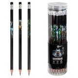 Карандаш чернографитный HB "Роботы",  круглый корпус, заточенный, дерево, с ластиком, 70083