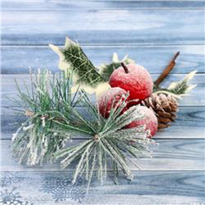 Декоративная веточка "Зимние грезы", иней ягоды шишка, 19 см