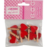 Прищепки деревянные deVENTE. Hearts, 30x4 мм, 10шт., красные, в пластиковом пакете с блистерным подвесом  [8120201]
