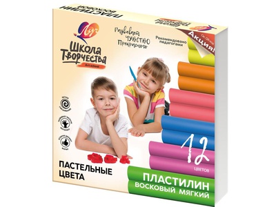 Пластилин 12цв.восковой 180г "Школа Творчества" ЛУЧ, cо стеком, картонная упаковка 29С 1771-08