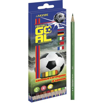 Карандаши 18 цв. deVENTE. Goal, 2М, диаметр грифеля 2,8 мм, шестигранный корпус,  в картонной коробке 5023805