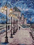 Кристальная мозаика 30*40см Зимний храм Христа Спасителя, на подрамнике, полное заполнение ALPD-171