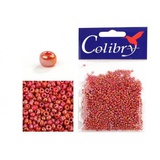 Стеклянный бисер Colibry 20г непрозрачный с бензиновым блеском красные оттенки (95)