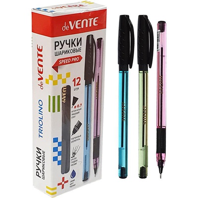 Ручка шариковая на масляной основе 0,7мм синяя deVENTE. Triolino Pastel, трехгранный корпус, каучуковым держателем, полупрозрачный корпусом, сменный стержень, индивидуальная маркировка, 5073925