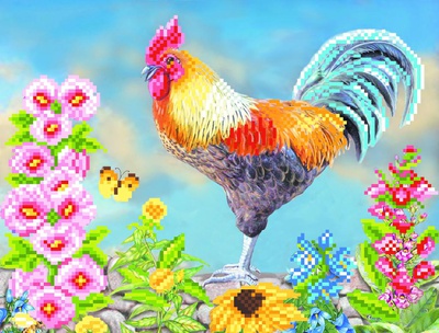 Канва/шелк (бисер) Кукареку 28х34см Матренин Посад,  [4059]