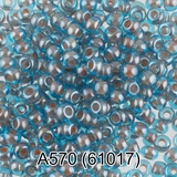 Бисер стеклянный GAMMA 5гр прозрачный глянцевый с цветным отверстием, голубой, круглый 10/*2,3мм, 1-й сорт Чехия, A570 (61017)