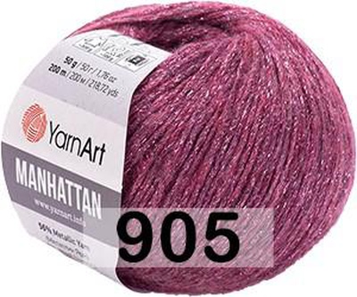 Пряжа YarnArt Manhattan 50г/200м ( 7% шерсть, 7% вискоза, 30% акрил, 56% металлик) 905 брусника