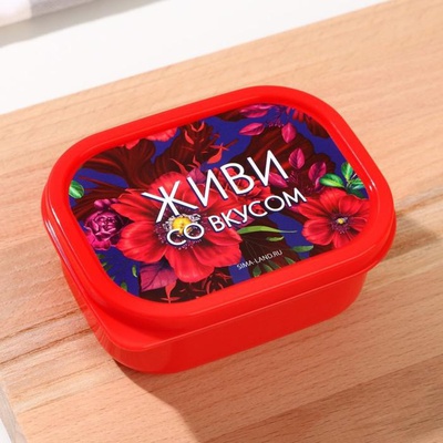 Ланч-бокс (пластик) мини, 150 мл, "Живи со вкусом", (прямоугольный), 7509342