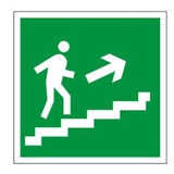 Знак эвакуационный «Направление к эвакуационному выходу по лестнице НАПРАВО вверх», квадрат,  [610020]