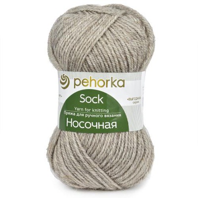 Пряжа ПЕХ Носочная 100г/200м(50%шерсть/50%акрил) натуральный серый 371