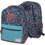Рюкзак школьный "deVENTE" 40x30x14 см с 1-м отделением, 1-м передним карманом, с отделкой из искусственной кожи, темно-синий фон 7033866
