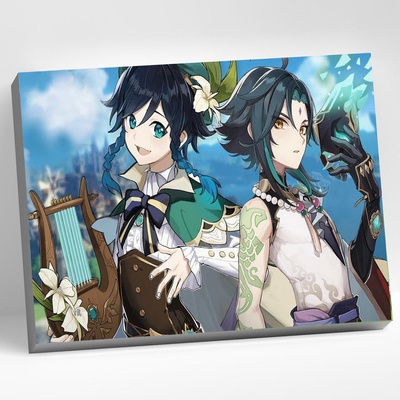 Картина по номерам (на холсте) 30х40см Геншин. Венти и Сяо, CHR0136 (сложность **)