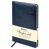 Еженедельник датированный 2026г. А5 145х215 мм 64л. линия, BR "Imperial", под кожу, синий, 117174