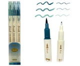 Набор скетч-маркеров винтажные BRUSH 3цв. DS-9 двухсторонние (кисть+линер), голубые, в пластиковой упаковке,  [DS-9/DS-302E]