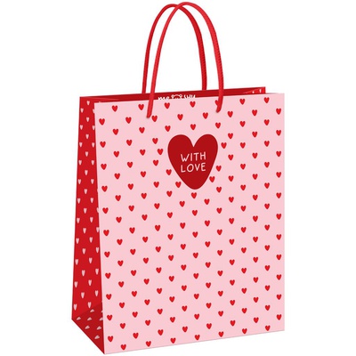 Пакет подарочный ламинированный, 26*32*12см MESHU "Heart pattern", матовая ламинация, MS_61606