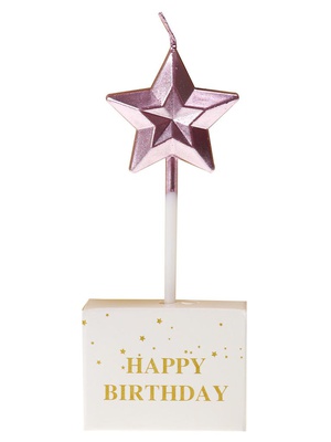 Свеча для торта на пиках Праздничная звезда, розовое золото, 10,2см*1,4см*4см, С-4884