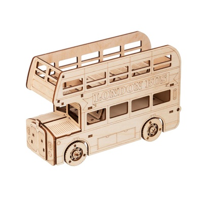 Сборная модель (фанера) Английский автобус, 19*7*12см, 70 деталей, Rezark, 5+ [BIR-010]
