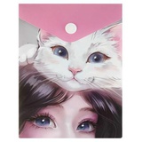 Папка на кнопке 158х114 мм с рисунком Кошачьи нежности, 180мкм, УФ печать [69023]