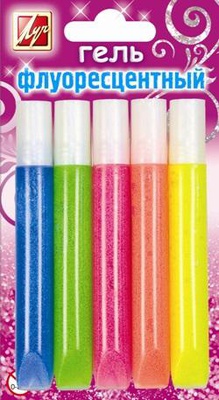 Гель с блестками флуоресцентный, 5 цветов, 10мл Луч