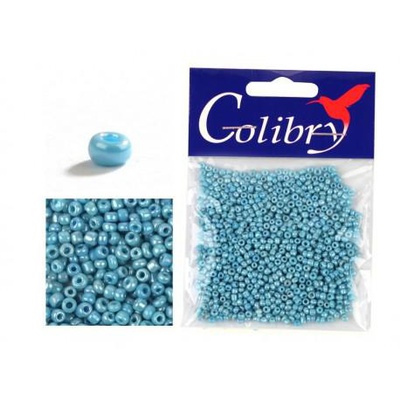 Стеклянный бисер Colibry 20г непрозрачно блестящий светло-голубой (85)