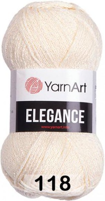 Пряжа YarnArt Elegance 50г/130м (88% хлопок, 12% металлик) 118 молочный