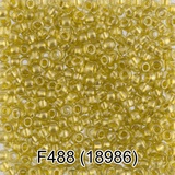 Бисер стеклянный GAMMA 5гр прозрачный с перламутровым отверстием, желтый, круглый 10/*2,3мм, 1-й сорт Чехия, F488 (18986)