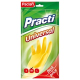 Перчатки хозяйственные резиновые, размер М (средний) PACLAN "Practi. Universal", с х/б напылением, желтые, пакет с европодвесом 