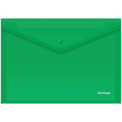 Папка на кнопке А4, 180 мкм BERLINGO, глянцевая фактура, зеленая  AKk_04104