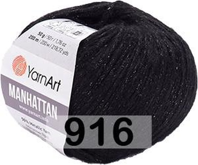 Пряжа YarnArt Manhattan 50г/200м ( 7% шерсть, 7% вискоза, 30% акрил, 56% металлик) 916 черный