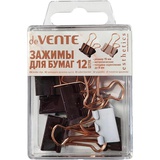 Зажим для бумаг 19мм (до 8мм, 12листов) 2 цвета (бургунди и лавандово-пепельный), deVENTE. Esthetick, 12шт. в пластиковой коробке, 4131505