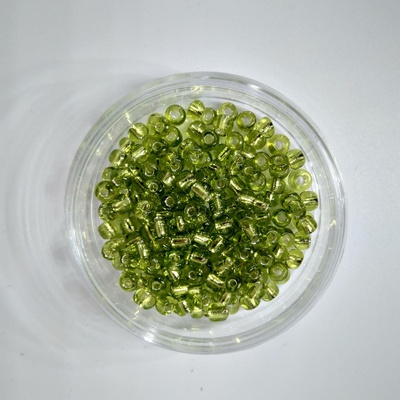 Стеклянный бисер 25г (крупный) прозрачный светло-зеленый (Б033)